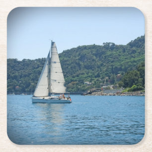 Segling i italienska Riviera - Underlägg Papper Kvadrat