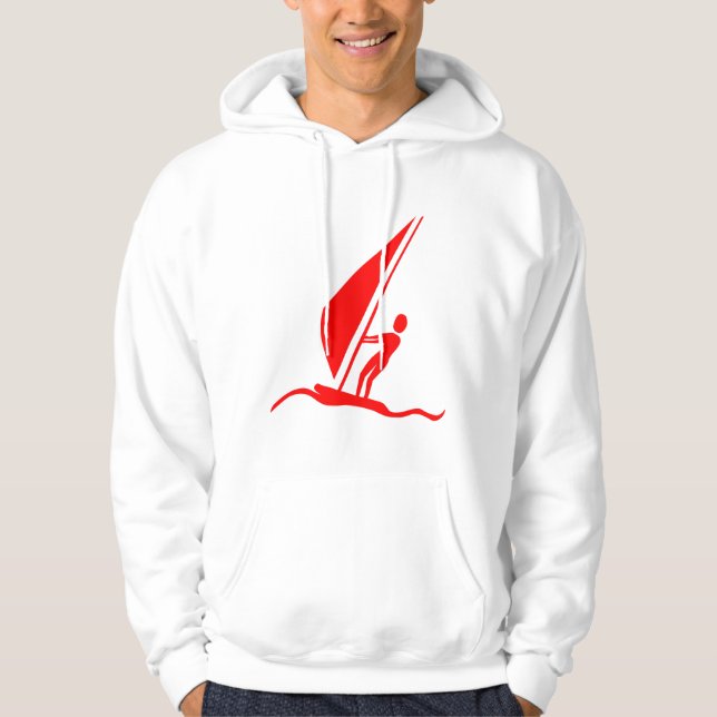 Segling på bräda - Röd Hoodie (Framsida)
