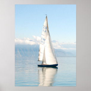 Segling på en Lugn Spegel-liknande havsvik Poster