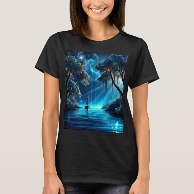 Segling på en vacker natt t shirt (Framsida)