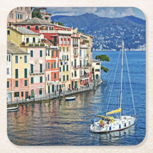Segling Portofino och italienska Riviera Underlägg Papper Kvadrat