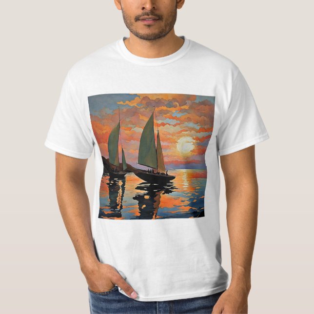 Segling vid solnedgång 5 t shirt (Framsida)
