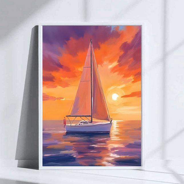 Segling vid solnedgång | Kusthavsmålning Poster (Skapare uppladdad)