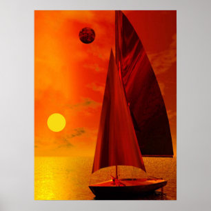 Segling vid solnedgång poster