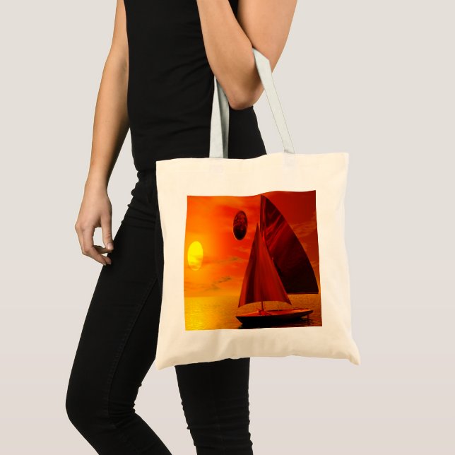 Segling vid Sunset Large Tote Bag Tygkasse (Framsida (produkt))