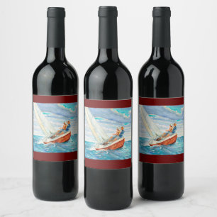 Segling Vin-etikett Vinflaska Etikett