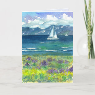 Seglingberg grattis på födelsedagen för Lupines Kort