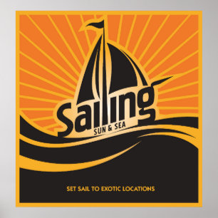 Seglingsol och hav poster