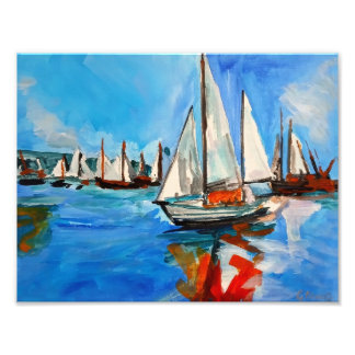 Seglingsregatta hamnreflektioner fototryck