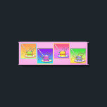 Segment av CAKE Pop Art (long) Gallery Wrapped Can Canvastryck<br><div class="desc">En klassisk popkongrafik i stil av ett kaksegment. En underbar tårta,  gaffel och festliga dekorationer. Perfekt för bagerier,  kakor,  bagerier och köket. Välj arbetsytans bakgrund färg!</div>