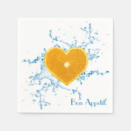 Segment av hjärtformad Orange Pappersservett