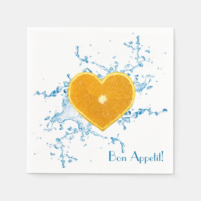 Segment av hjärtformad Orange Pappersservett (Framsidan)