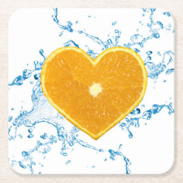 Segment av hjärtformad Orange Underlägg Papper Kvadrat