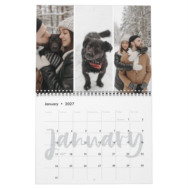 Segment av livskalligrafi - månads fotokollage kalender (Jan 2027)