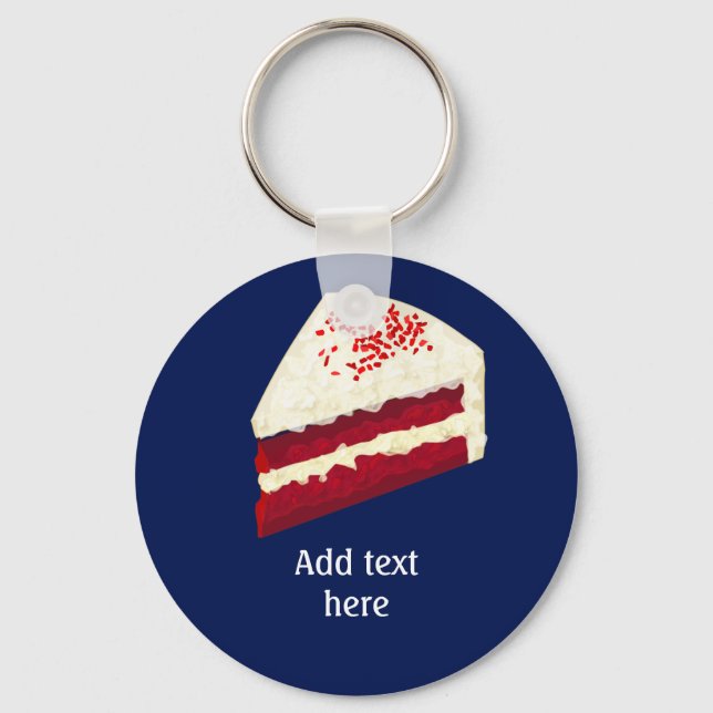Segment av Red Velvet Cake med ditt namn, färg. Nyckelring (Framsida)
