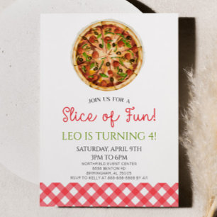 Segment av Roligt! Pizza Födelsedagsfest Inbjudningar