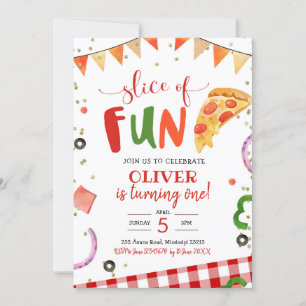 Segment av Roligt Pizza-inbjudan på födelsedagen Inbjudningar