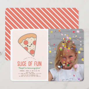 Segment av Roligten Pizza Kawaii Rosa Photo Girl B Inbjudningar