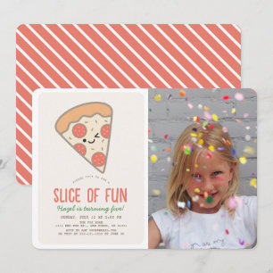 Segment av Roligten Pizza Party Kawaii Birthday Ph Inbjudningar