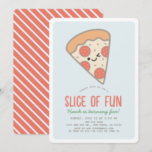 Segment av Roligten Pizza Party Kawaii Blue Boy Bi Inbjudningar