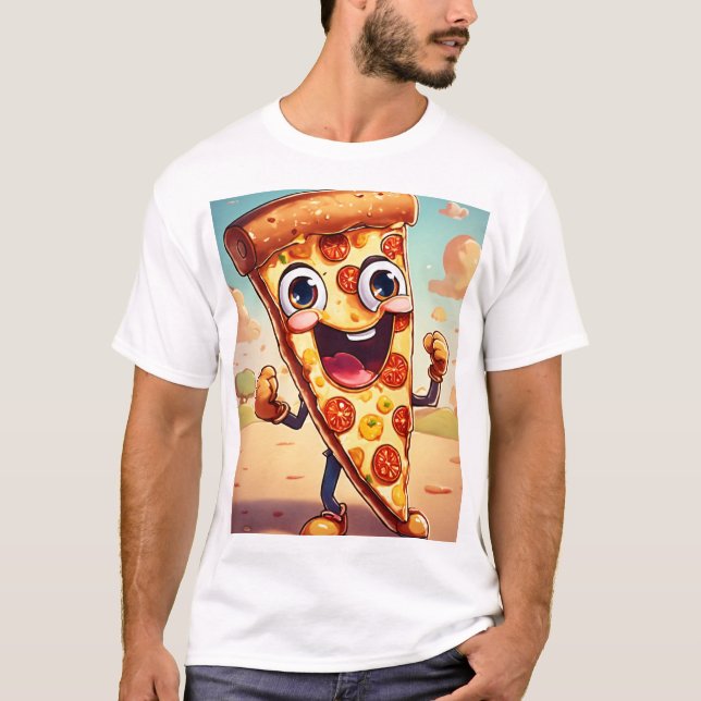 Segment av STIL-animerad-pizza TECKNAD T Shirt (Framsida)