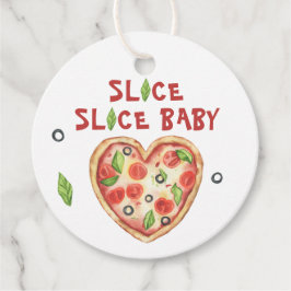 Segment baby pizza - vattenfärgsbabydusch gåvor etiketter