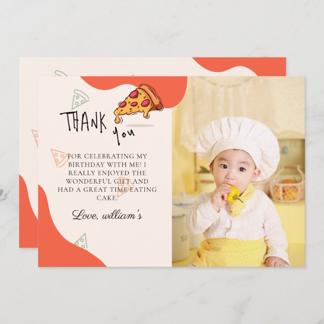 Segment Baby Segce Pizza Time Baby - tack för ditt Inbjudningar (Fram/baksida)