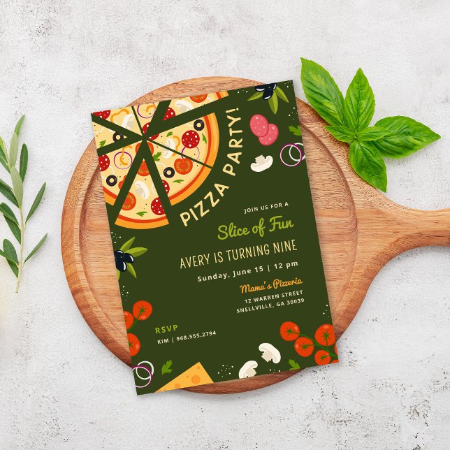 Segment i Roligt Barns födelsedag Pizza Party Inbjudningar (Skapare uppladdad)