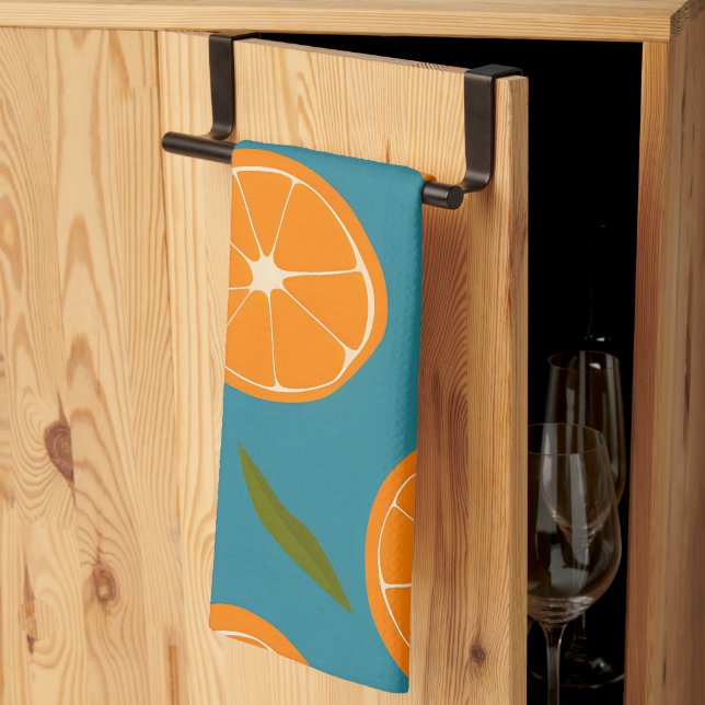 Segment Orangar Mönster - bakgrund Kökshandduk (Thirds Fold)