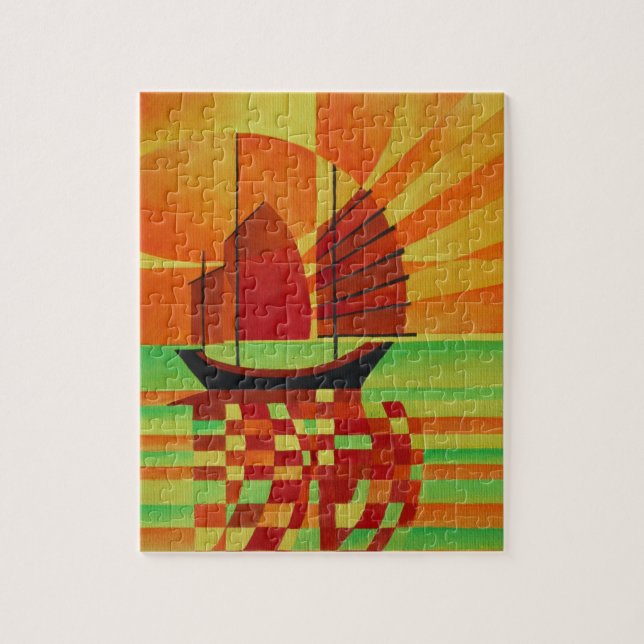 Segment på Grönt Kuba Abstrakt Pussel (Vertikal)