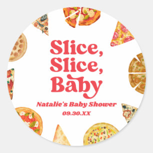 Segment, Segce, Baby! Pizza Baby Shower Runt Klistermärke
