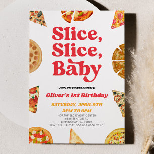 Segment, Segce, Baby! Pizza Födelsedagsfest Inbjudningar