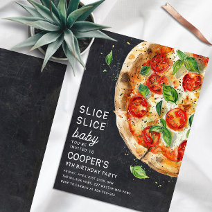 Segment Segce Baby Pizza Modern födelsedag Inbjudningar