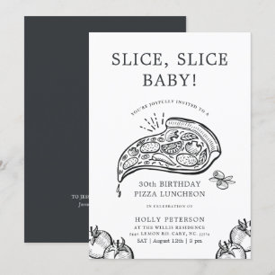 Segment, segment Baby Pizza Thenzon Birthday Lun Inbjudningar