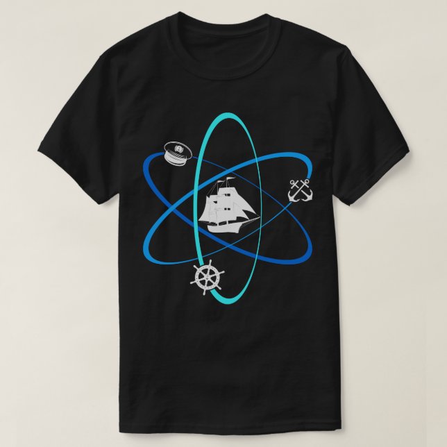 Segmenterad atom kapten Hat Anchor Boaters segelbå T Shirt (Design framsida)