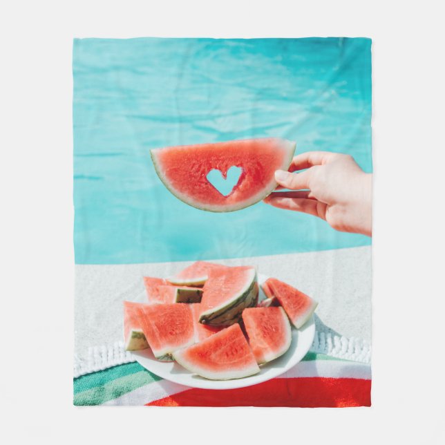 Segmenterad vattenmelon på vit papper fleecefilt (Framsidan)
