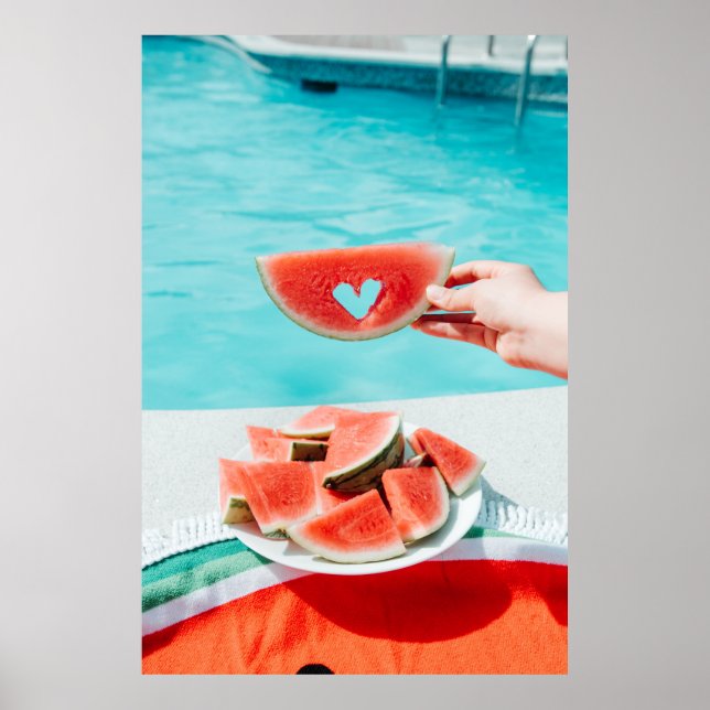 Segmenterad vattenmelon på vit papper poster (Framsidan)