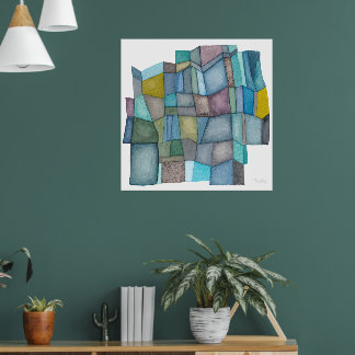 Segmenterade Coola Nyanser Vattenkonst Poster