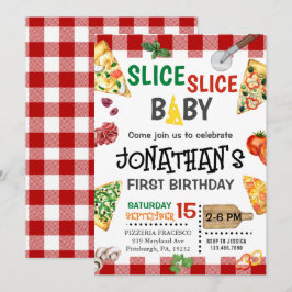 Segmentsegment Baby Pizza Party 1:a födelsedag Inbjudningar