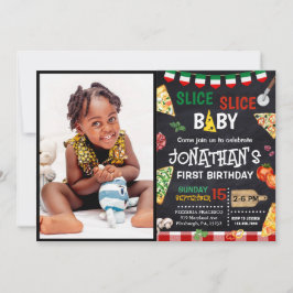 Segmentsegment Baby Pizza Party 1:a födelsedag Inbjudningar