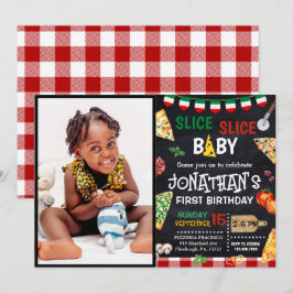 Segmentsegment Baby Pizza Party 1:a födelsedag Inbjudningar