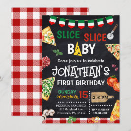 Segmentsegment Baby Pizza Party 1:a födelsedag Inbjudningar