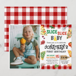 Segmentsegment Baby Pizza Party 1:a födelsedag Inbjudningar