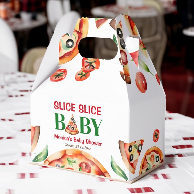 Segmentsegmentet baby italiensk pizzakerdusch presentaskar (Slice slice baby Italian pizza baby shower Favor Box personalized baby shower favor boxes)