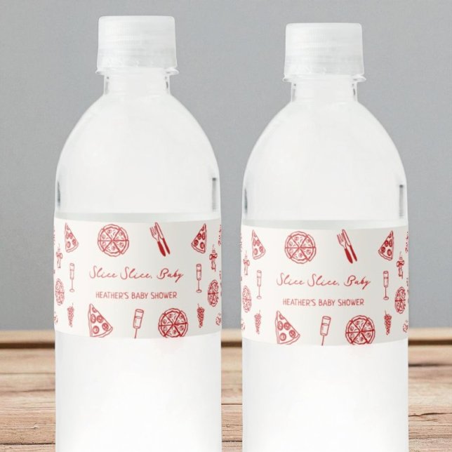 Segmentsegmentet Baby italienska Pizza Baby Shower Vattenflaska Etikett (Skapare uppladdad)