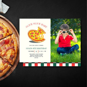 Segmentsegmentet baby modern pizzafoto födelsedags inbjudningar
