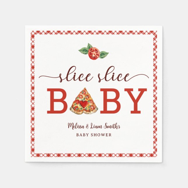 Segmentsegmentet Baby Pizza Baby Shower Napkins -  Pappersservett (Framsidan)