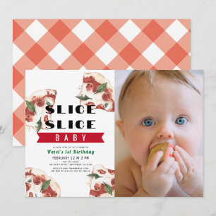 Segmentsegmentets babypizzafoto 1:a födelsedag inbjudningar
