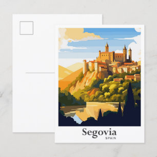 Segovia Spain Art Vintage resor Illustration Vykort