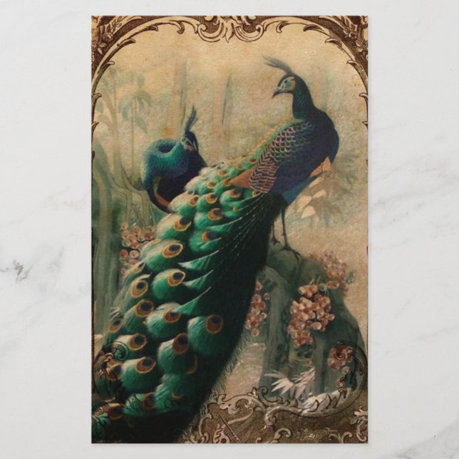 segrande vintage blommigt parisisk påk brevpapper (Framsida)